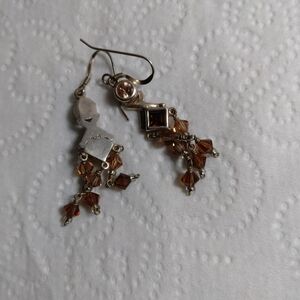 Chic Silver and Brown Dangle Earrings